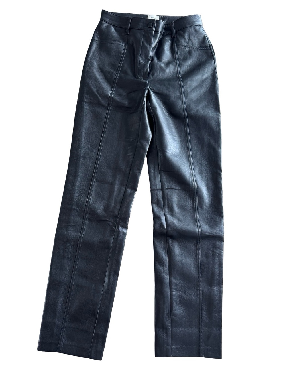 Women’s Wilfred Black Straight-Leg Faux Leather Pants Size 6